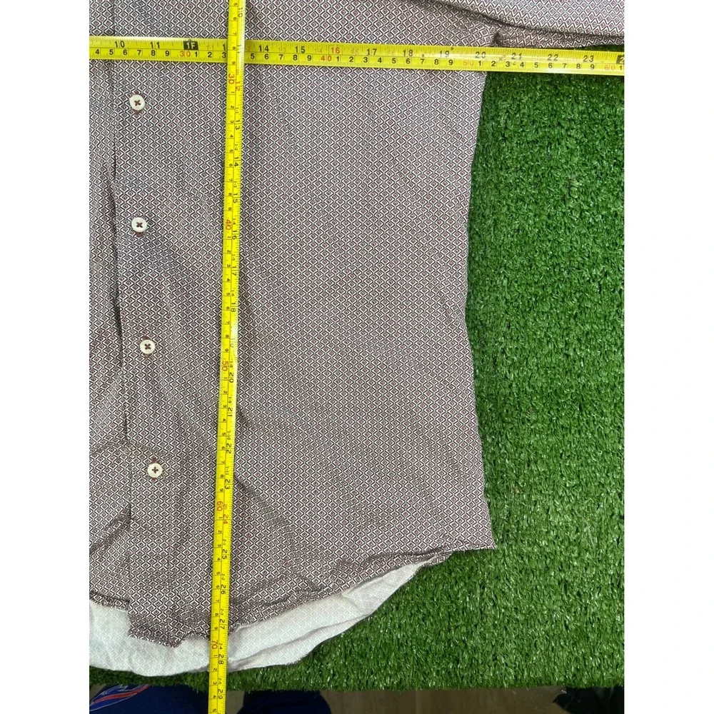 Zara Man Slim Fit Button Down Shirt Geometric Print‎ Casual Modern Mens Medium